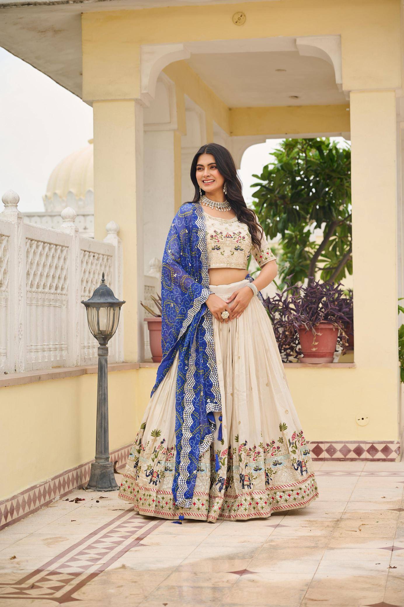 Ram-143 Tissue silk Blue Discounted lehenga choli outlets in Pune